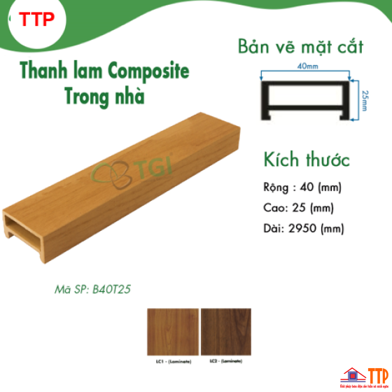 THANH LAM GỖ NHỰA B40T25