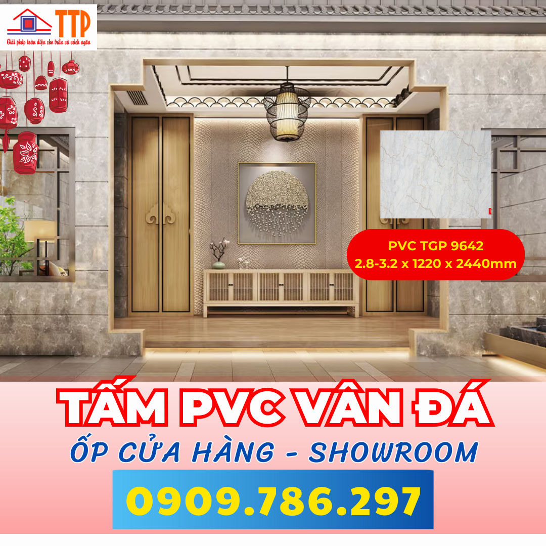 Ốp cửa hàng showroom với tấm pvc vân đá bà rịa vũng tàu