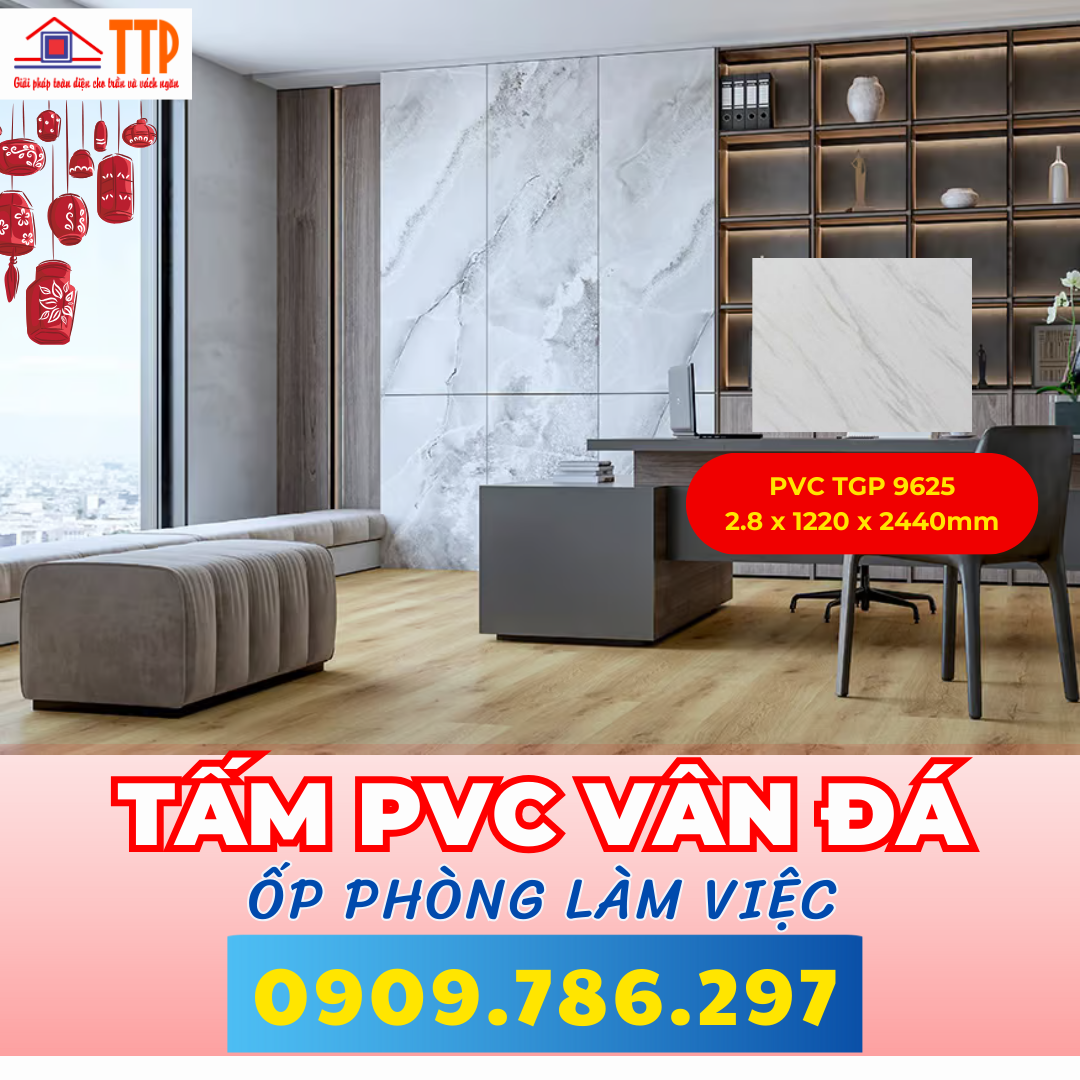 ốp phòng làm việc với tấm pvc vân đá bà rịa vũng tàu