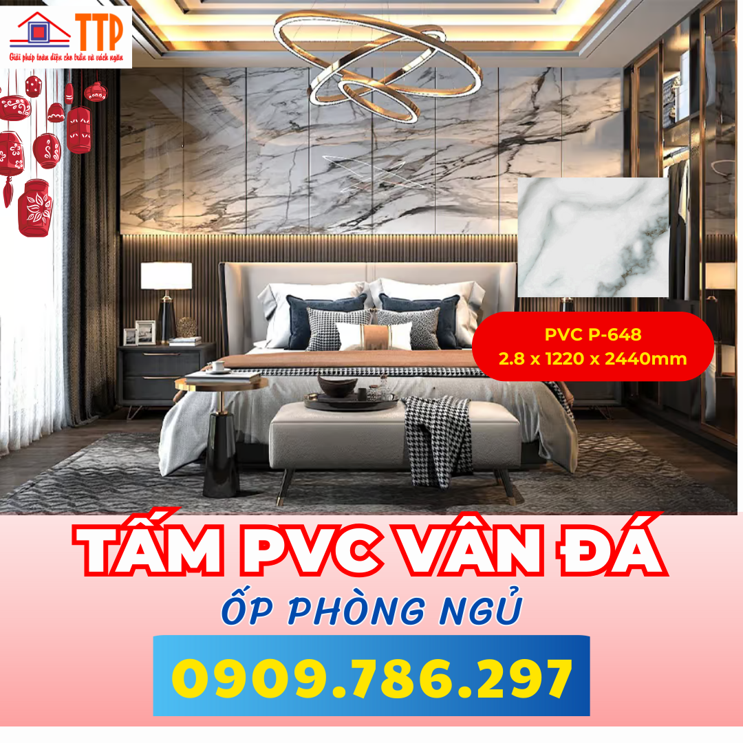 Ốp phòng ngủ với tấm pvc vân đá bà rịa vũng tàu