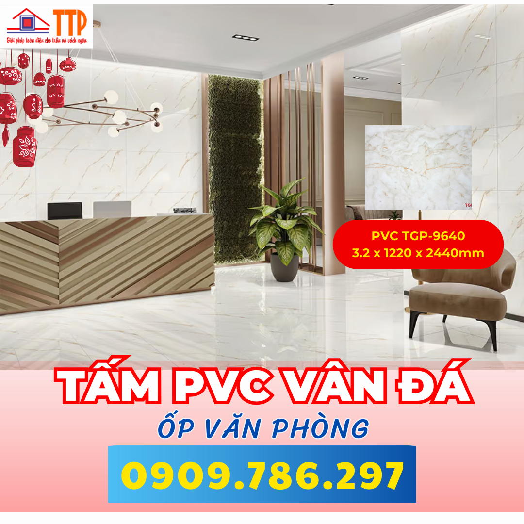 ốp văn phòng với tấm pvc vân đá bà rịa vũng tàu