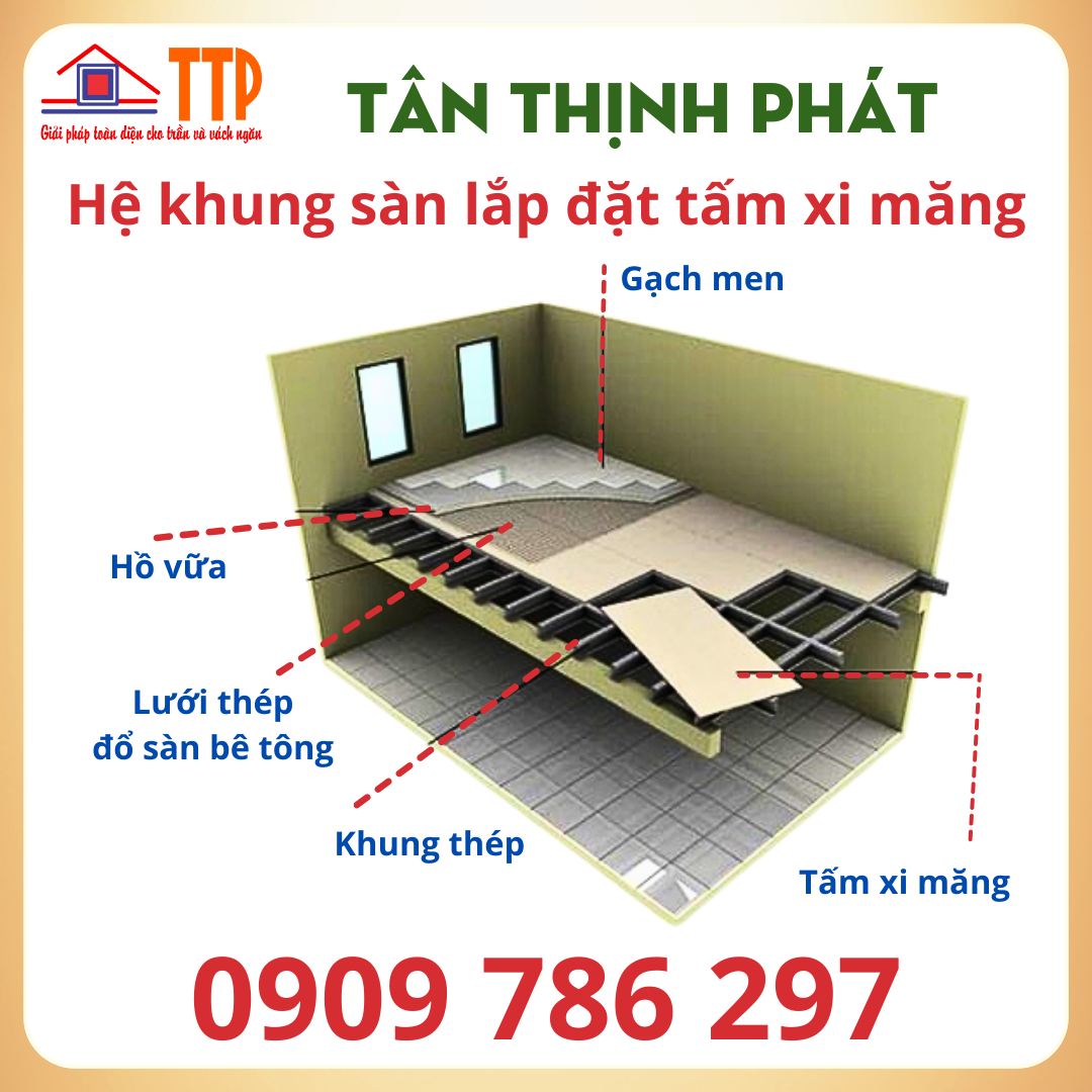 hệ khung sàn lắp đặt tấm xi măng scg bà rịa vũng tàu