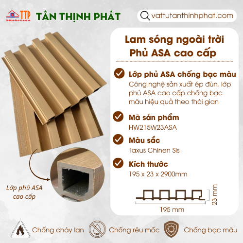 lam sóng ngoài trời phủ ASA Hwood lam sóng ngoài trời phủ ASA Hwood