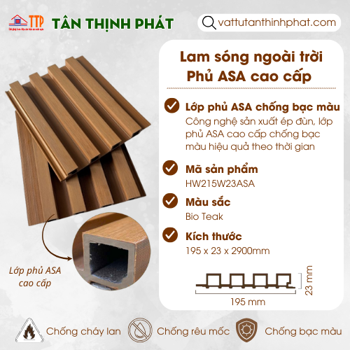 lam sóng ngoài trời phủ ASA Hwood lam sóng ngoài trời phủ ASA Hwood