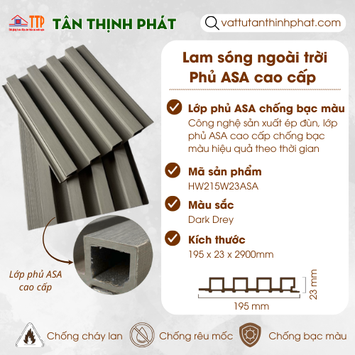 lam sóng ngoài trời phủ ASA Hwood lam sóng ngoài trời phủ ASA Hwood