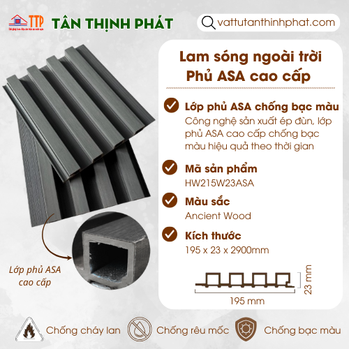 lam sóng ngoài trời phủ ASA Hwood lam sóng ngoài trời phủ ASA Hwood