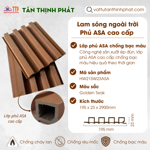 lam sóng ngoài trời phủ ASA Hwood lam sóng ngoài trời phủ ASA Hwood