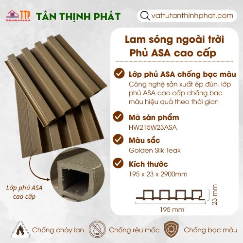 lam sóng ngoài trời phủ ASA Hwood lam sóng ngoài trời phủ ASA Hwood