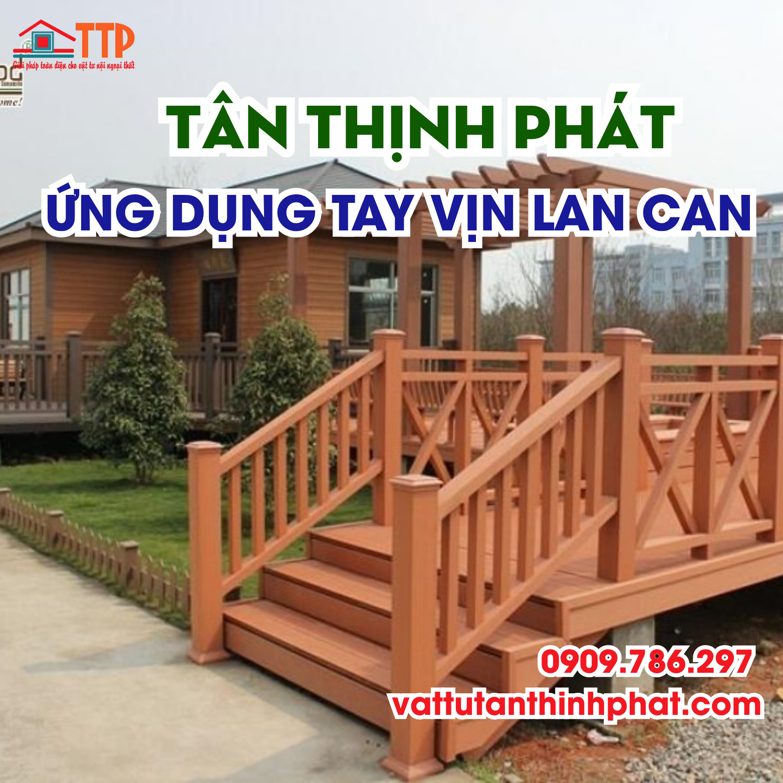 Tay vịn lan can gỗ nhựa composite: Giải pháp bền đẹp cho công trình ngoài trời