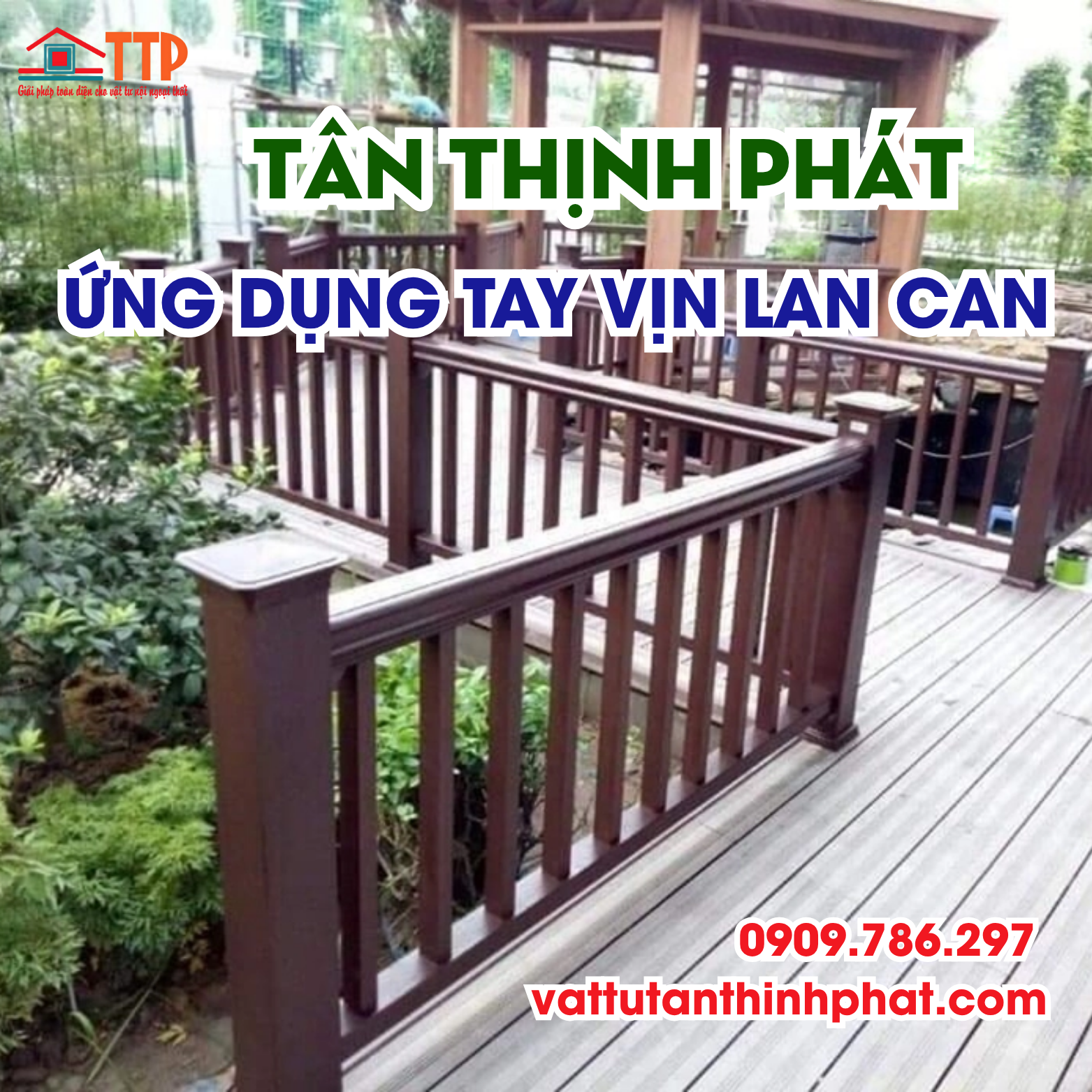 Tay vịn lan can gỗ nhựa composite: Giải pháp bền đẹp cho công trình ngoài trời
