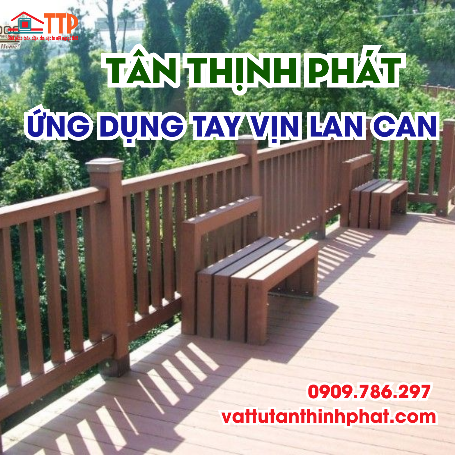 Tay vịn lan can gỗ nhựa composite: Giải pháp bền đẹp cho công trình ngoài trời