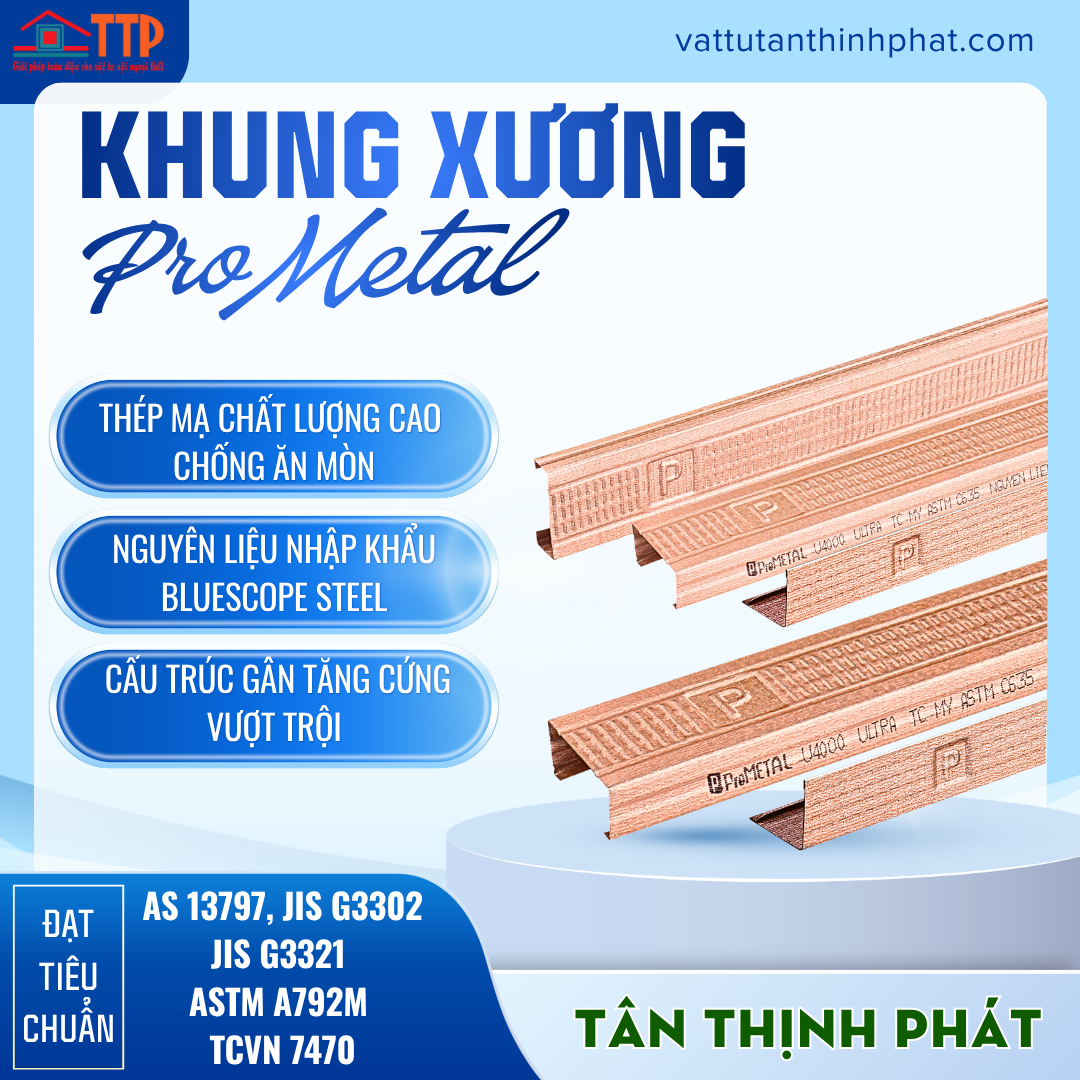 Khung Xương Trần Chìm ProMETAL – Giải Pháp Trần Thạch Cao Đạt Chuẩn Tại Bà Rịa Vũng Tàu, TP.HCM, Đồng Nai, Bình Thuận