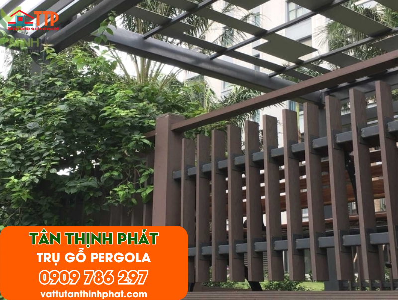 Trụ Pergola Gỗ Nhựa - Vật Liệu Trang Trí Sân Vườn Ngoài Trời Bà Rịa Vũng Tàu