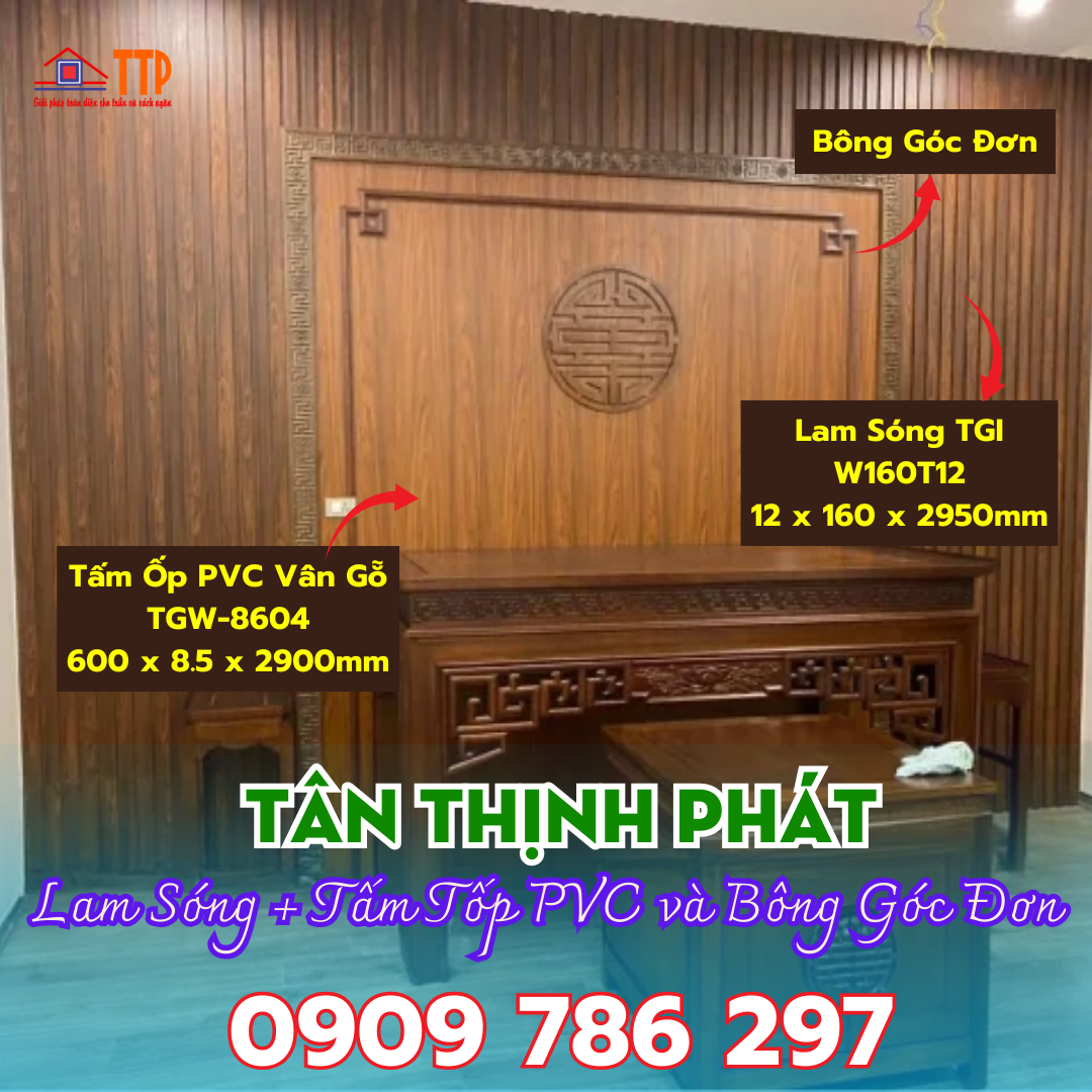 Tấm Ốp PVC + Tấm Lam Sóng + Bông Góc Đơn bà rịa