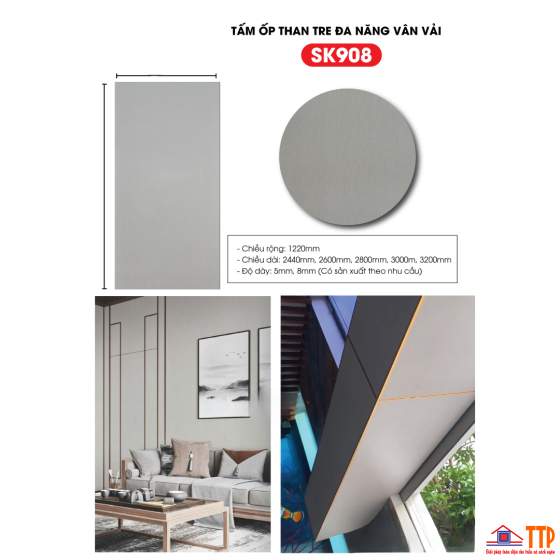 TẤM ỐP THAN TRE VÂN VẢI SK908