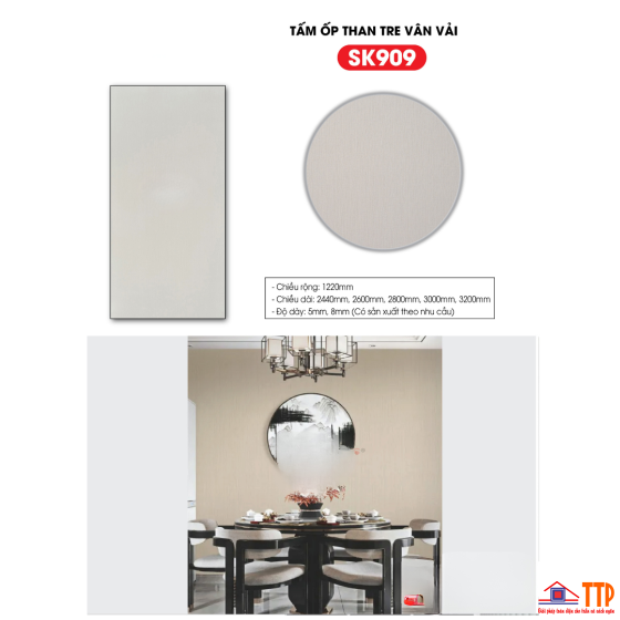 TẤM ỐP THAN TRE VÂN VẢI SK909