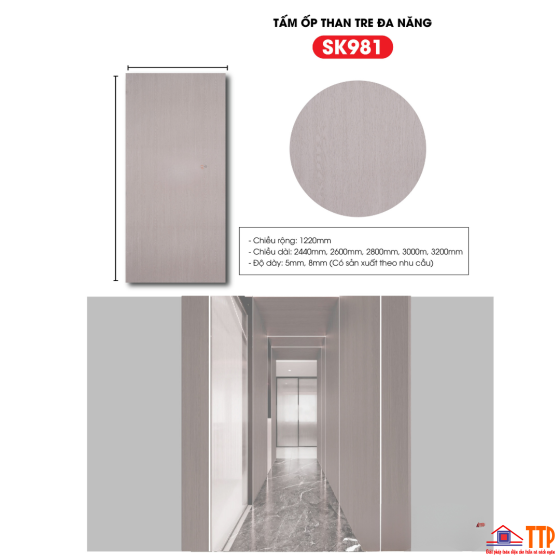 TẤM ỐP THAN TRE VÂN GỖ SK981