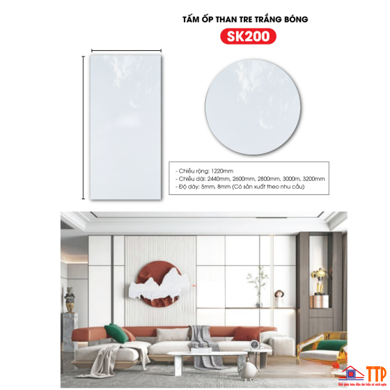 TẤM ỐP THAN TRE TRẮNG BÓNG SK200