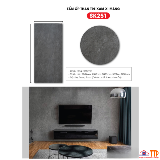 TẤM ỐP THAN TRE GIẢ XI MĂNG SK251