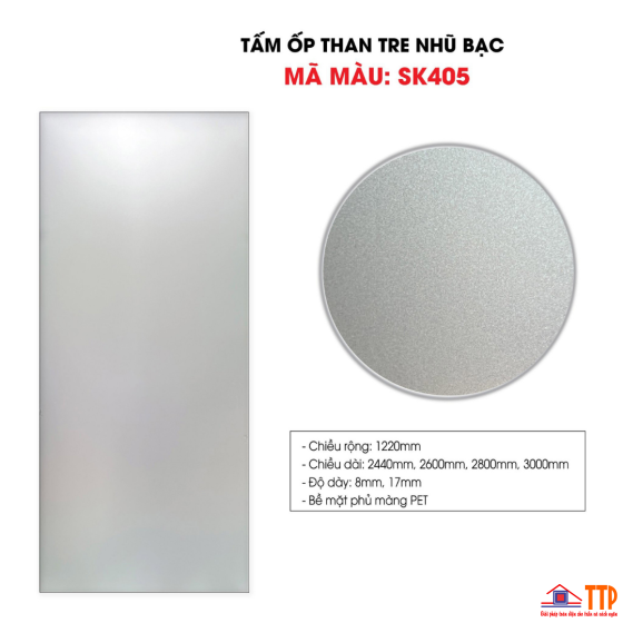 TẤM ỐP THAN TRE XƯỚC KIM LOẠI MÀNG PET SK405