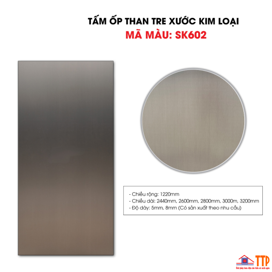 TẤM ỐP THAN TRE XƯỚC KIM LOẠI SK602