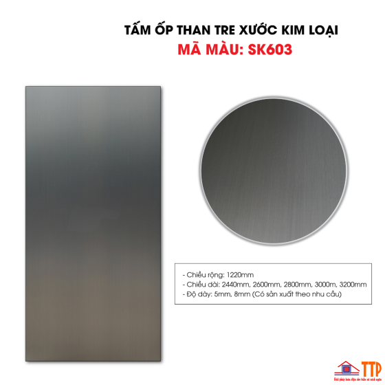 TẤM ỐP THAN TRE XƯỚC KIM LOẠI SK603