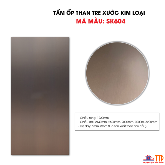 TẤM ỐP THAN TRE XƯỚC KIM LOẠI SK604