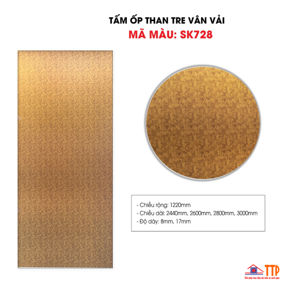TẤM ỐP THAN TRE VÂN VẢI SK728