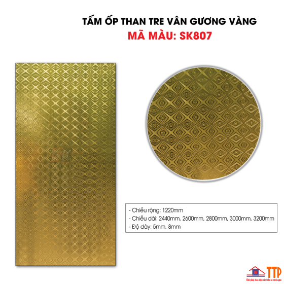 TẤM ỐP THAN TRE 3D MÀU VÀNG SK807