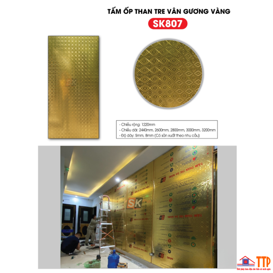 TẤM ỐP THAN TRE 3D MÀU VÀNG SK807