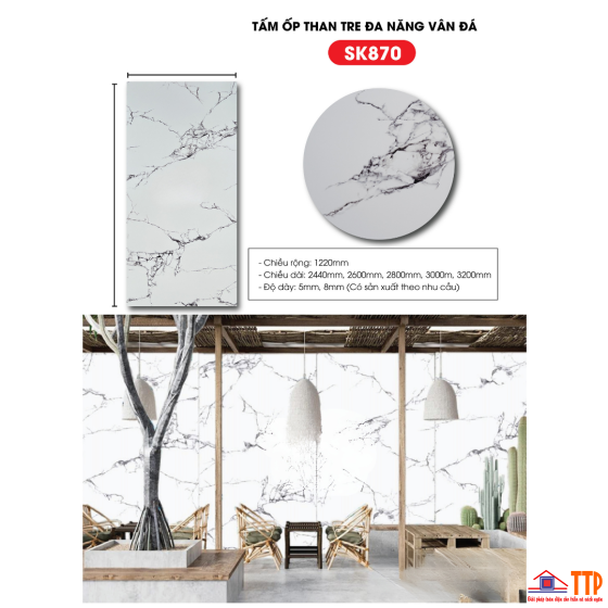 TẤM ỐP THAN TRE VÂN ĐÁ SK870