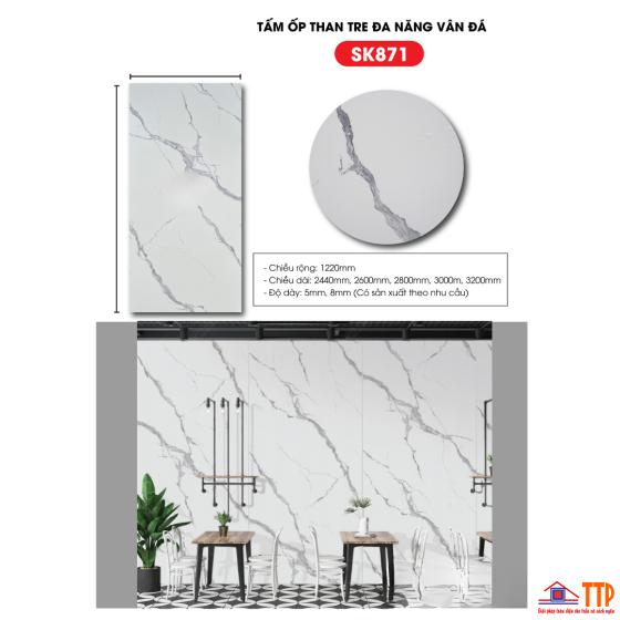 TẤM ỐP THAN TRE VÂN ĐÁ SK871