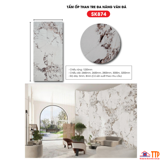 TẤM ỐP THAN TRE VÂN ĐÁ SK874