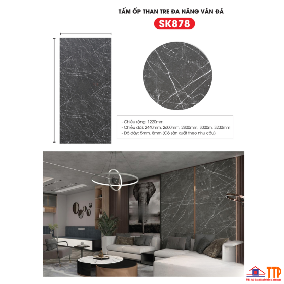 TẤM ỐP THAN TRE VÂN ĐÁ SK878