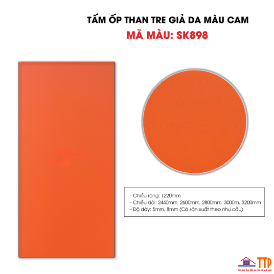 TẤM ỐP THAN TRE VÂN GIẢ DA MÀU CAM SK898