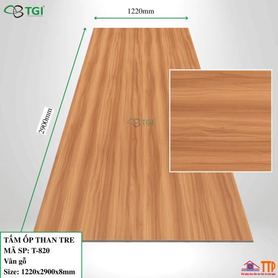 Tấm Ốp Than Tre 8mm Mã T-820