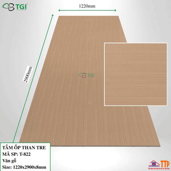 Tấm Ốp Than Tre 8mm Mã T-822