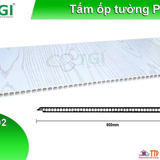 TẤM ỐP PVC DẠNG PHẲNG 600mm MÀU TGW - 8602