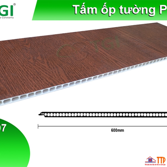 TẤM ỐP PVC DẠNG PHẲNG 600mm MÀU TGW - 8607