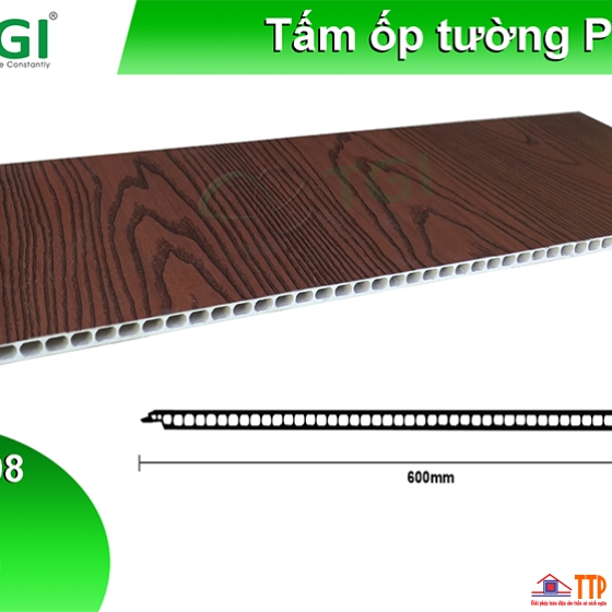 TẤM ỐP PVC DẠNG PHẲNG 600mm MÀU TGW - 8608