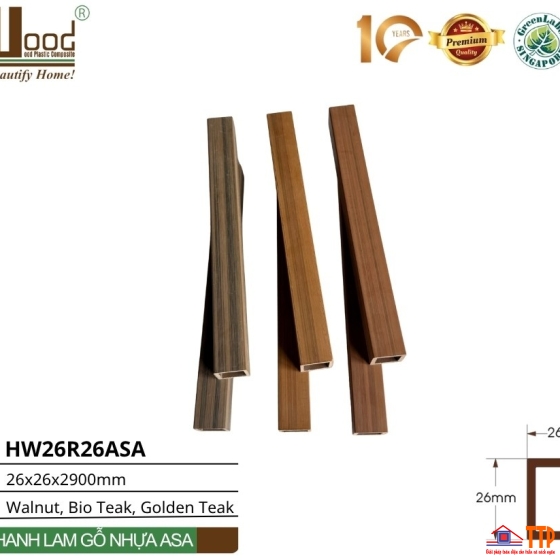 Thanh lam gỗ nhựa HW26R26ASA
