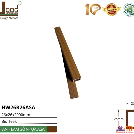 Thanh lam gỗ nhựa HW26R26ASA