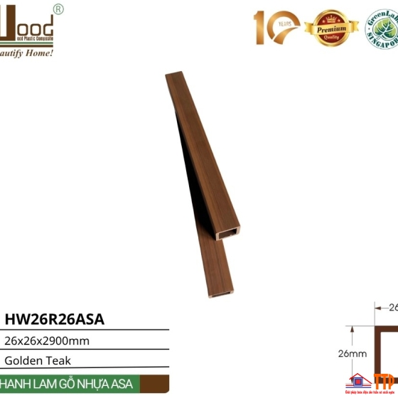 Thanh lam gỗ nhựa HW26R26ASA