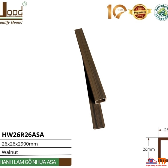 Thanh lam gỗ nhựa HW26R26ASA